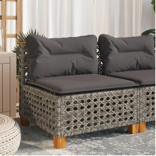 Gartensofa Grau Poly Rattan mit abnehmbaren Kissen, Gartenecke aus Polyrattan, Garten Lounge Set mit Polsterung und Gartenmöbel mit waschbaren Bezügen