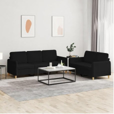 3202122 2 dalių sofos komplektas su pagalvėle, juodas audinys, poilsio sofos, sofos ir kušetės, poilsio sofa, svetainės sofa, sofa su