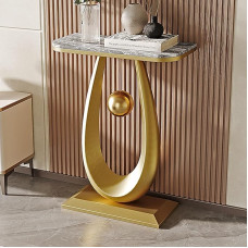 Konsolentisch für den Eingangsbereich, moderner Flurtisch mit geometrischem Gestell, schmaler Tisch hinter dem Sofa, für Flur, Eingangsbereich, Foyer, Wohnzimmer (Gold C)
