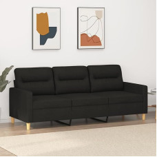 3 vietų sofa juoda 180 cm audinys, Sofos ir kušetės, Sofa svetainė, Sofa paauglių kambariui, Sofa poilsiui, Sofa miegamajam, Miegamojo sofa, Minkšta sofa 359247