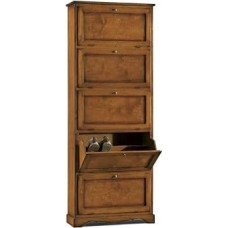 Mar.c.a. Design - Shoe Cabinet with 5 Doors Made of Solid Wood and MDF Dark Walnut with Drawer, Shoe Cabinet in the Style of Art Povera Made in Italy - Dimensions 79 x 30 x 210 cm
