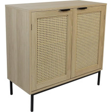 Box and beyond - Wooden Chest of Drawers with Ribbed Doors - 2 Doors - Elegant and Practical Storage - Natural Style (80 x 35 x 75.5 cm)