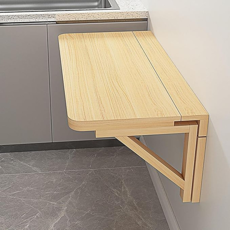 Klapptisch Platzsparender, wandmontierter, zusammenklappbarer Klapptisch, verstellbare Größen: 60 x 40 cm und 70 x 50 cm, idealus kleine Räume, Home-Office, Küche, stilvolles und funktiona