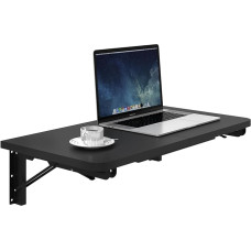 TEAMIX Wall Mounted Folding Table, Black Floating Desk for Small Spaces, Drop-Leaf Dining Table for Kitchen, Folding Laundry Rack with Heavy Duty Brackets