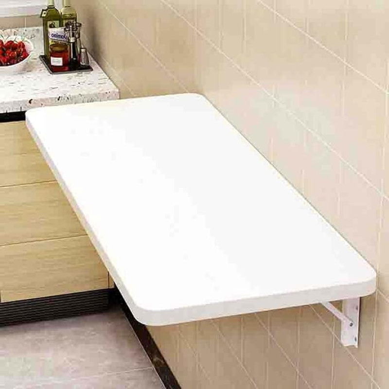 Generisch Klapptisch Robuster, zusammenklappbarer Klapptisch zur Wandmontage, 50 x 70 cm, platzsparender Schreibtisch für Küche, Büro und Waschküche, stilvolles weißes Finish mit Stabiler Halterung