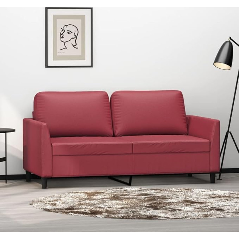 Dvivietė sofa Dvigulė sofa Sofa Lounge Sofa Minkšta sofa Atsipalaiduoti sofa Svečių sofa Loveseat Sofa svetainei Miegamasis svečių kambarys Vyno raudona 140 cm dirbtinė oda