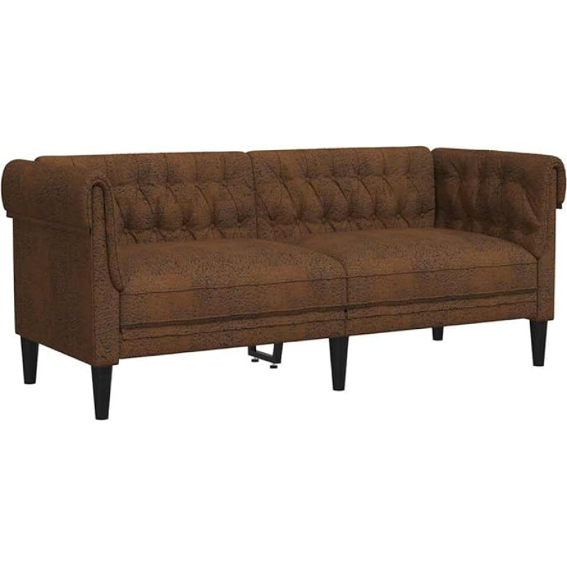 vidaXL Chesterfield sofa, minkšta sofa su 2 sėdimomis vietomis ir atraminėmis kojelėmis, svetainės sofos dizainas, sofa svetainei, sofa svetainei, rudas audinys