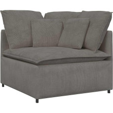 Modelis4104467 Modulinė kampinė sofa šviesiai pilkos spalvos - patogi ir stabili, su velvetinio audinio pagalvėlėmis - skirta svetainei ir įvairios paskirties patalpoms