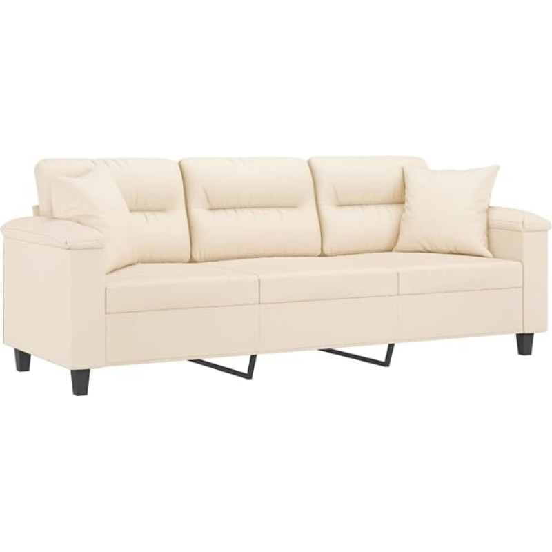 vidaXL 3 vietų sofa, sofa su pagalvėle, sofa su atlošu svetainei, minkšta sofa, fotelis, relaksacinė sofa, poilsio sofa, poilsio sofa, relaksacinė sofa, smėlio spalvos mikropluošto audinys