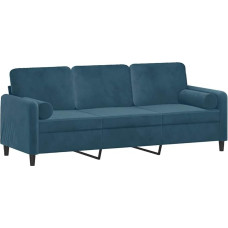 vidaXL 3-Seater Sofa, Couch with Decorative Cushions, Recliner Sofa for Living Room, Upholstered Sofa, Armchair, Relaxing Sofa, Lounge Sofa, Relaxing Couch, Blue Velvet