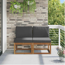 Lauko sofa Mittelsofa aus massivem Akazienholz - Gartenmöbel Akazie für Terrasse und Garten als Outdoor Sitzgruppe aus Akazienholz für 2 Stück