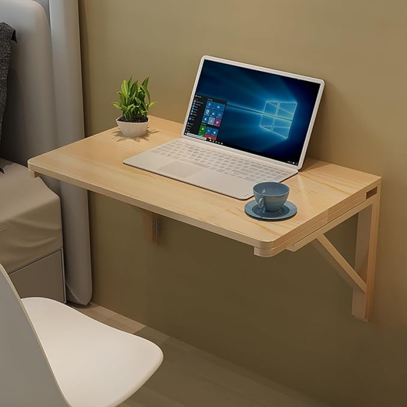 Klappbarer Wandtisch mit ausziehbarem Ausziehtisch, Wandklapptisch, Schreibtisch, wandmontierter, schwebender Klapptisch aus Holz, platzsparend, einfach zusammenzubauen, für Küche, Waschküche, Büro,