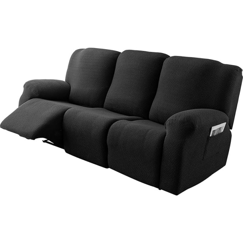 Liege-Schonbezug, 5-teiliges Set, Stretch-Sofabezug mit Seitentasche, weicher, Dicker, waschbarer Möbelschutz for Wohnzimmer(Black)
