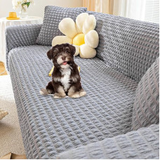 Stretch-Sofabezug for 3-Sitz-Couches, Universeller Elastischer Stoffbezug for Sofaschutz(Grey,5 seat 305~360cm)