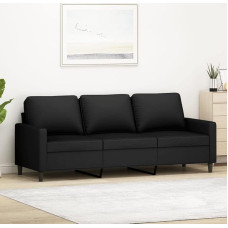 359214 3-vietė sofa Svetainės sofa Sofa kampinė juoda 180 cm Velvetas