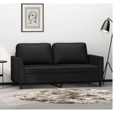 359333 2-vietė sofa Svetainės sofa Sofa-lovos kampas Juoda 140 cm dirbtinė oda