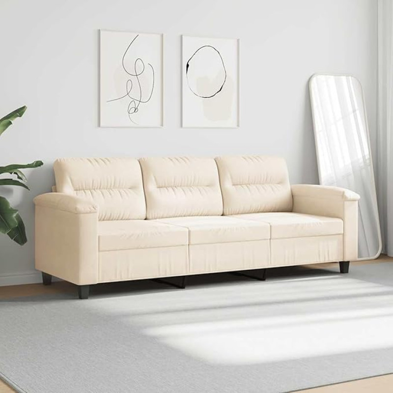 3-sitzer-Sofa Sofa Sofa Loungesofa Polstersofa Relaxsofa Gästesofa Wohnzimmersofa Relaxcouch für Schlafzimmer Gästezimmer Beige 180 cm Mikrofasergewebe