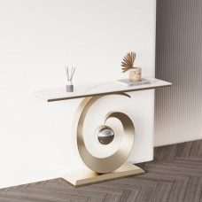 Generisch Moderner Konsolentisch mit Steinoptik und Metallgestell, Schlichter Beistelltisch für Wohnzimmer, Flur, Foyer, Eingangsbereich, modernes Dekorativ (Schwarz, 3,80 cm/31,4 Zoll)