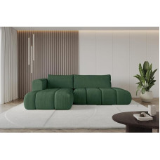 ALTDECOR Corner Sofa with Sleep Function and Bed Box, Corner Sofa Bed, Corner Couch, L-Shape Sofa Bed, Extendible Living Landscape Sofa Bed, Cauchsofa Cloud-L, 280 x 185 x 90 cm, Green