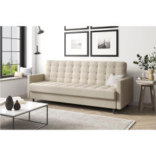 MEBLINI Andres 1 sofa su miego funkcija, išskleidžiama sofa-lova su lovos dėže, sofa-lova, sofa su miego funkcija, išskleidžiama sofa, Andres 1-218 x 87 x 93 cm, kreminis audinys