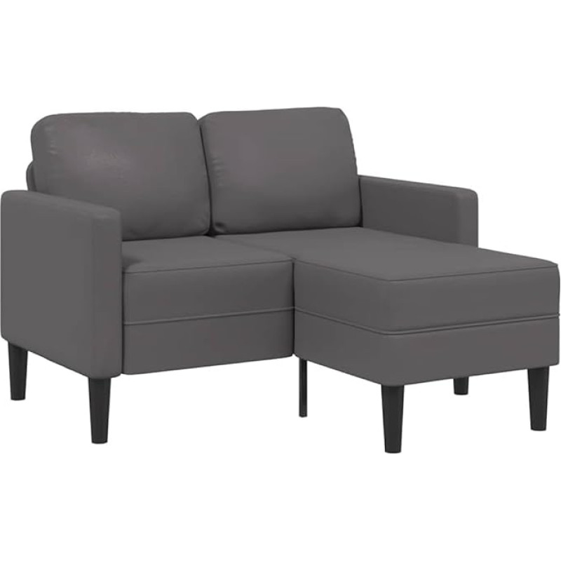 Kampinė sofa 2 vietų sofa su šezlongu L formos pilka 125 cm dirbtinė oda