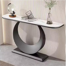 Konsolentisch Moderner Konsolentisch Für Den Eingangsbereich Als Wohndekor, Schmaler Sofatisch Mit 12 Mm Steinplatten-Tischplatte Und Stabilem Metallsockel (juoda + balta, 150cm/59in)