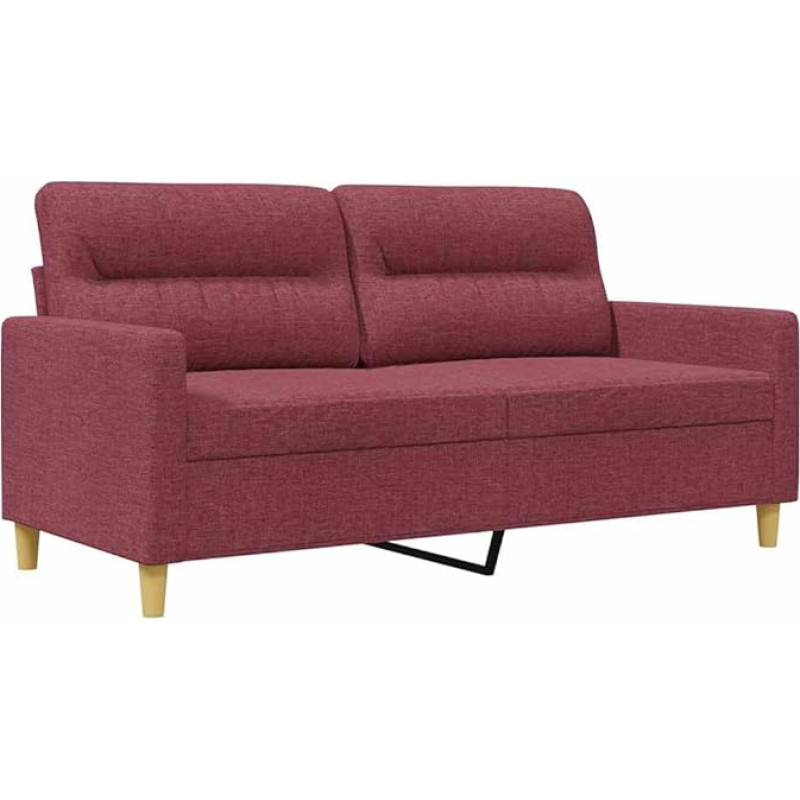 vidaXL sofa 2 sėdimų vietų, poilsio sofa sofa su porankiais ir atlošo pagalvėlėmis, svetainės sofos dizainas Sofa metalinis rėmas, sėdimieji baldai dviems sėdimoms vietoms, modernus, vyno raudonos spalvos audinys