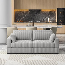 2-Seater Sofa with Sleep Function, Modern Double Sofa with 2 Cushions, Upholstered Sofa Made of Corduroy Fabric, Small Sofa Couch, 2-Seater Guest Sofa with Armrest, Modular Sofa in Right/Left for