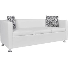ARKEM 3 vietų sofa Dirbtinė balta sofa su miego funkcija Maža sofa Sofa 3 vietų ir 2 vietų