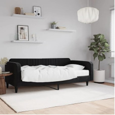 Rafinuota dienos lova Sofa lova Svečių lova Miegamojo sofa lova Svetainės sofa su čiužiniu Juoda 100 x 200 cm Velvetas