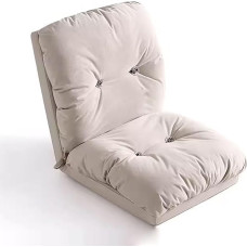 Grindų sofos kėdė, 6 kryptimis reguliuojamas čiužinys, sulankstoma sofa su nuimamu užvalkalu, šezlongas miegamajam, svetainei, butui (spalva: abrikosinė, dydis: S)