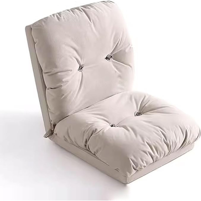 Grindų sofos kėdė, 6 kryptimis reguliuojamas čiužinys, sulankstoma sofa su nuimamu užvalkalu, šezlongas miegamajam, svetainei, butui (spalva: abrikosinė, dydis: S)