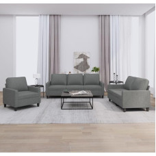 3-TLG. Sofagarnitur mit Kissen Dunkelgrau Stoff, Modernes Wohnzimmer Sofa Set mit 2-Sitzer, 3-Sitzer und Sessel, Bequem und Robust für Entspannung, Fernsehen, Gäste