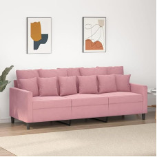 3-vietė sofa Sofa Lounge Sofa Atsipalaidavimo sofa Svečių sofa Minkšta sofa Svetainės sofa Atsipalaidavimo sofa miegamajam Svečių kambarys Rožinė 180 cm Velvetas