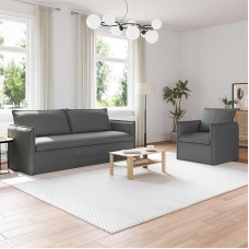 Modulares Sofa 2-TLG Dunkelgrau Lederoptik Stoff 196x82x85 cm für Wohnzimmer Schlafzimmer, bequem mit Metallrahmen, modularer Aufbau, einfache Montage