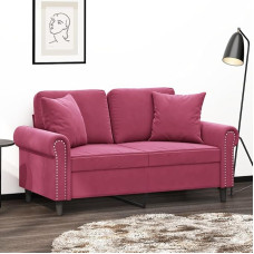 Genérico wenjingqi-3200939 2 vietų sofa su pagalvėlėmis Raudonas aksomas 120cm
