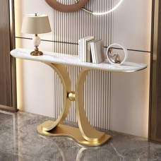 Moderner Konsolentisch, Flurtisch für den Eingangsbereich, rechteckiger Eingangstisch, kratzfester Konsolensofatisch, Verandatisch (Gold 1.100 * 30 * 80 cm)