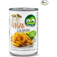 Nature's Charm Vegan Calamari Rings, augaliniai, natūralūs, nekepti, jūros skonio, pagrįsti žolelių šalavijais, idealiai tinka dubenėliams, keptuvėms ir grilio patiekalams, 1 x 425 g