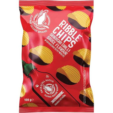 FLYING GOOSE Ribble Chips Sriracha Chilli, traškūs aštrūs bulvių traškučiai su Tailando Sriracha čili padažo skoniu 1 x 100 g vienkartinė pakuotė