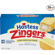 HOSTESS Zingers Iced Vanilla Cake with Creamy Filling Pack of 10 (360 g)