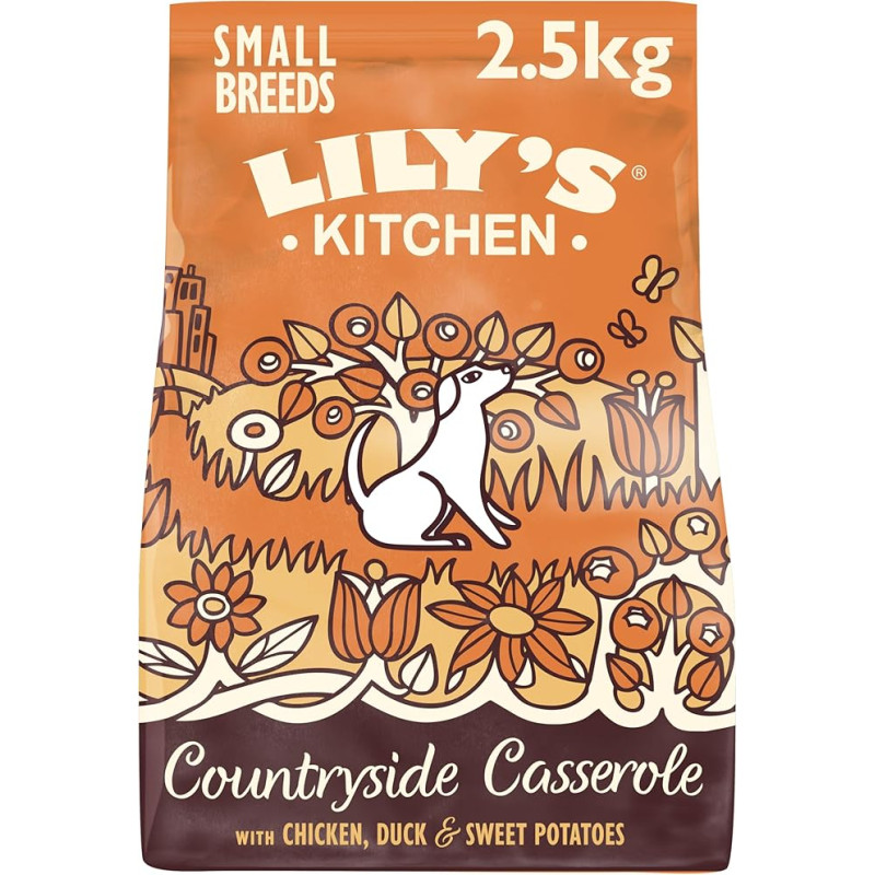 Lily's Kitchen Pagamintas iš natūralių ingredientų, skirtas suaugusiems mažų veislių šunims, sausas maistas su vištiena ir antiena, be grūdų, 2,5 kg