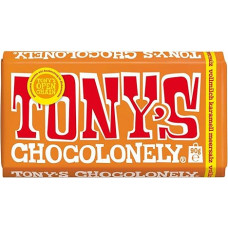 TONY'S CHOCOLONELY - Milk Chocolate with Caramel & Sea Salt 90 g. Fairtrade Chocolate. Palm oil free, Made in Belgium