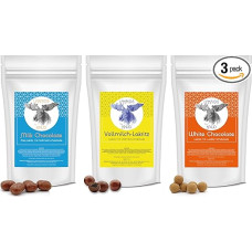 Lakrids Knud | 3 degustacinių saldymedžio rinkinių pakuotė - saldymedis, padengtas šokoladu - baltasis šokoladas ir pieniškas šokoladas - sūrus saldymedis