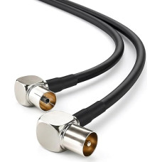 3 m TV antenos kabelis, palydovinis kabelis, koaksialinis kabelis, palydovinis kabelis, dvigubai ekranuotas, TV kabelis su IEC kištuku į IEC lizdą 90° kampu, RG174 koaksialinis kabelis, skirtas TV imtuvui, HDTV, radijui, DVB-S
