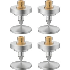 Monosaudio High-End Insulation Feet Speaker Spikes, Vibration Decoupling for Speakers, Amplifiers, Turntables, DAC & HiFi Devices, Damper Feet for Sound Optimisation, Set of 4, Silver, SP3547