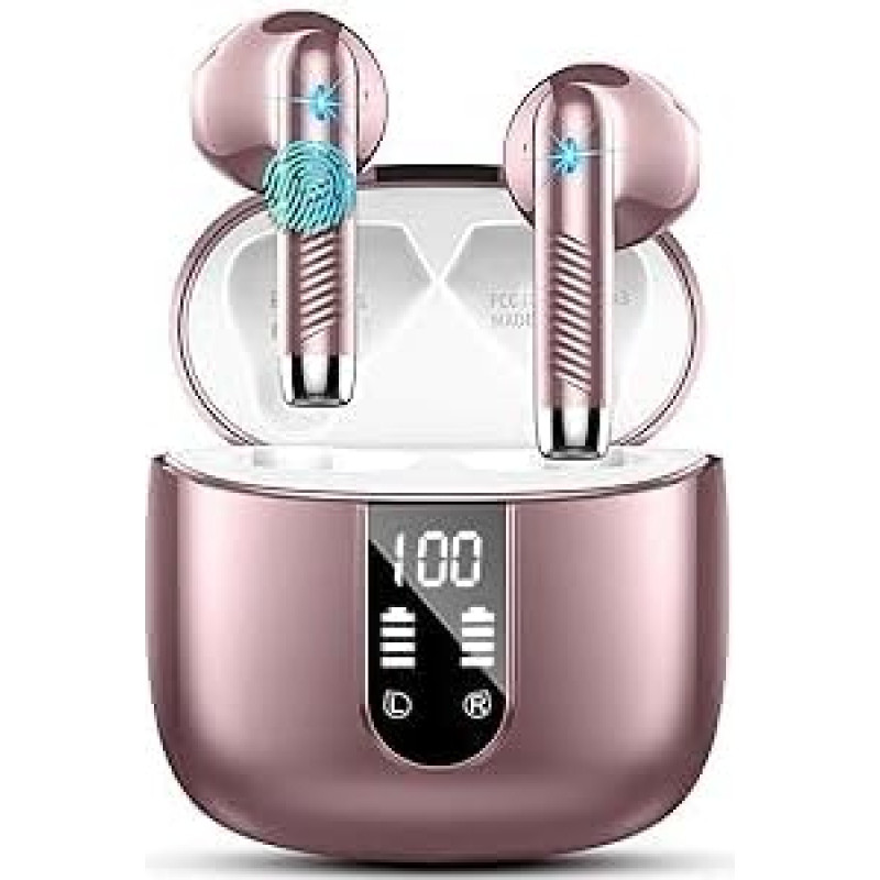 Drsaec Bluetooth 5.4 ausinės, 6D Deep Bass In-Ear ausinės belaidės Bluetooth 2026 56 valandų belaidės ausinės su 4 ENC mikrofonu, triukšmo slopinimo ausinės, USB-C, IP7 vandeniui atsparios sportinės ausinės