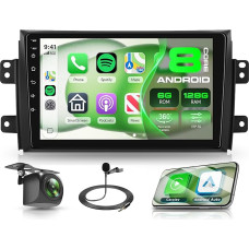8 Core 6G+128G Android Autoradio für Suzuki SX4 2006-2013 FIAT Sedici 2005-2014 Wireless Carplay Android Auto, 9 Zoll Touscreen Autoradio mit Navi GPS WiFi Bluetooth FM/RDS/DSP/SWC/USB Rückfahrkamera