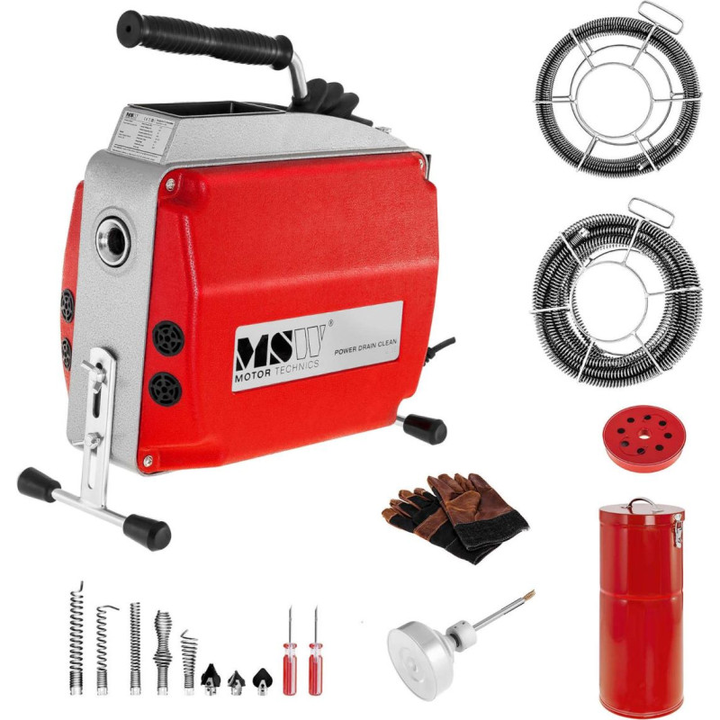 MSW Elektrinis vamzdžių stūmiklis, vamzdžių skersmuo 20-150 mm POWER DRAIN CLEAN 2.3E + priedai