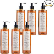 Prija Revitalising 2-in-1 Shower Gel and Shampoo with Ginseng Extract, Moisturising and Energising Hair and Body Wash Gel with Pump Dispenser, Luxury Shower Gel 6 x 380ml