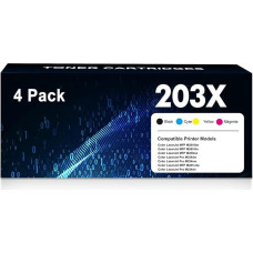203X 203A M281fdw Toneris suderinamas su HP 203X 203A tonerių rinkiniu, skirtu HP Color LaserJet Pro MFP M281fdw M281fdn M280nw M281cdw M281 M254dw M254nw M254dn M254dn M254dn M22 54 Juodas žydras, geltonas, purpurinis, pakuotė po 4 vnt.